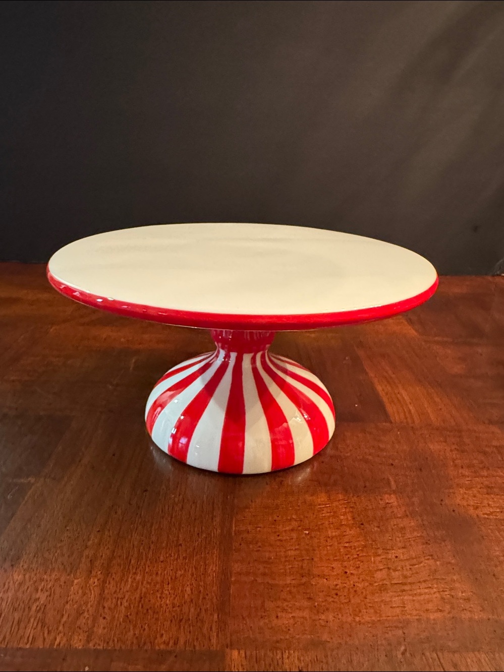 Christmas Candy Cane Peppermint Theme Ceramic Cake Treat Cupcake Stand